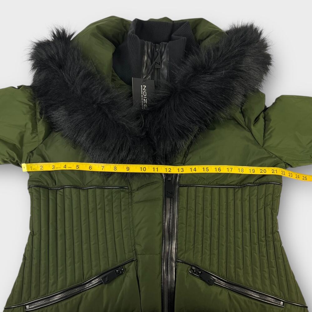 Noize Gigi Vegan Faux Fur Trim Quilted Parka in Olive Size XL NEW - Picture 4 of 7